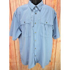 Orvis Mens Blue Gingham Short Sleeve Button-Down Fishing Shirt XXL Mesh Lining